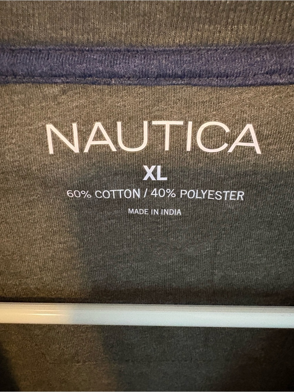 Nautica Olive Green Long Sleeve Tee with Navy and White Stripes - Picture 2 of 5